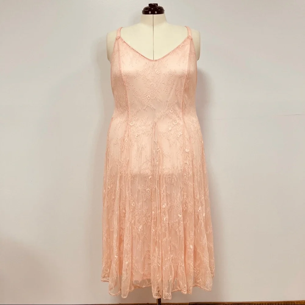 TORRID Romantic Peach Lace Trapeze Midi Dress 3X - Picture 1 of 10
